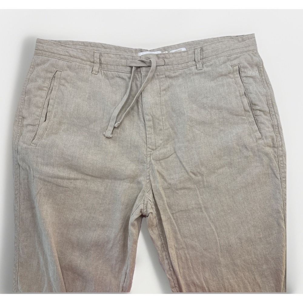 Men's Porter & Ash Linen Blend Pants Men's 36 (36x29.5) Tan Beach Drawstring